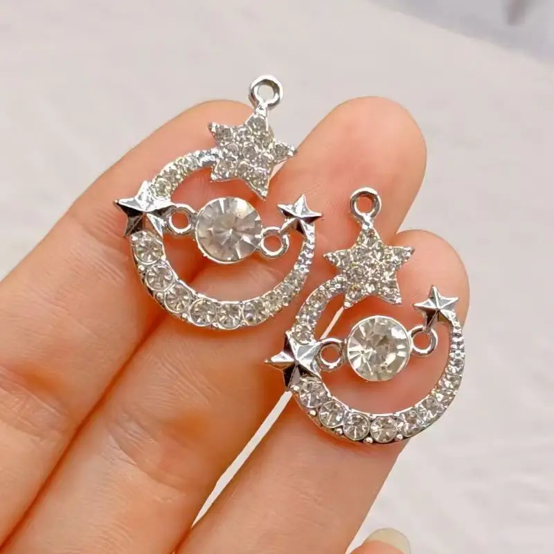 

29*23 мм сплав с бриллиантами полые круглые звезды кулон простые литературные DIY универсальные серьги ручной работы ожерелье кулон