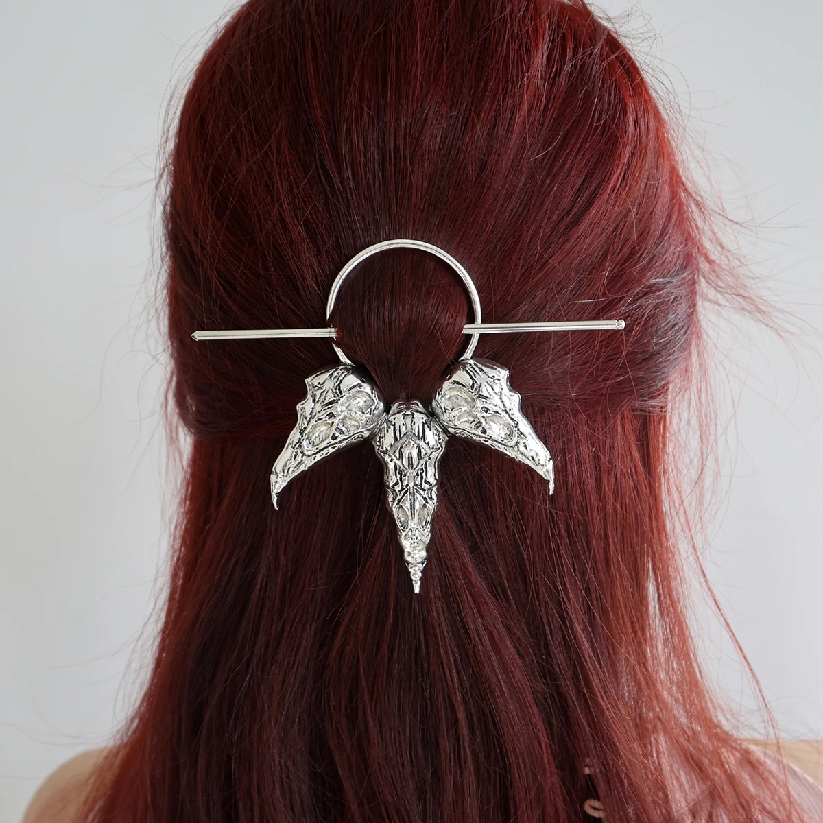 Gothic Viking Crow Hairclip Skull Crow Punk Hairpin Witch Hairstick for women