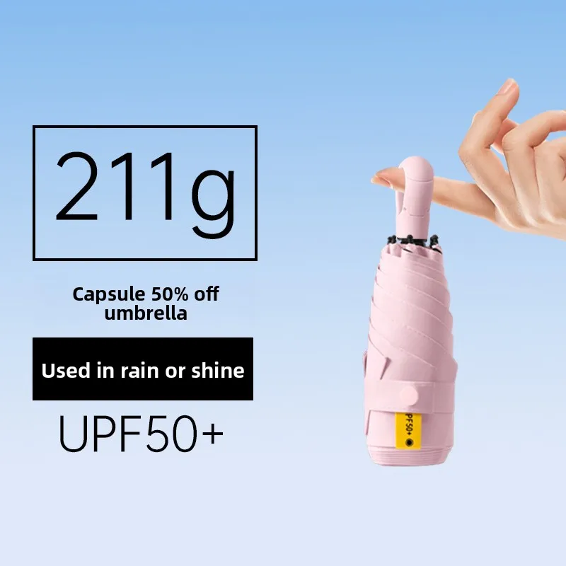 UV-Schutz Mini-Regenschirm Ultraleicht 5-fach Faltbar Tragbarer Sonnenschutz für Frauen Outdoor Strand Reise Kompakt Winddicht Schnelltrocknend