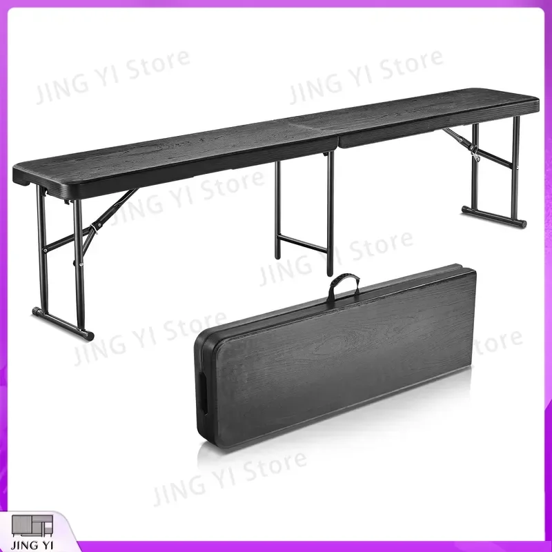 6 FT Portable Folding Bench Outdoor Plastic Folding Lawn Chair with Carrying Handle for Garden Soccer Picnic Camping BBQ
