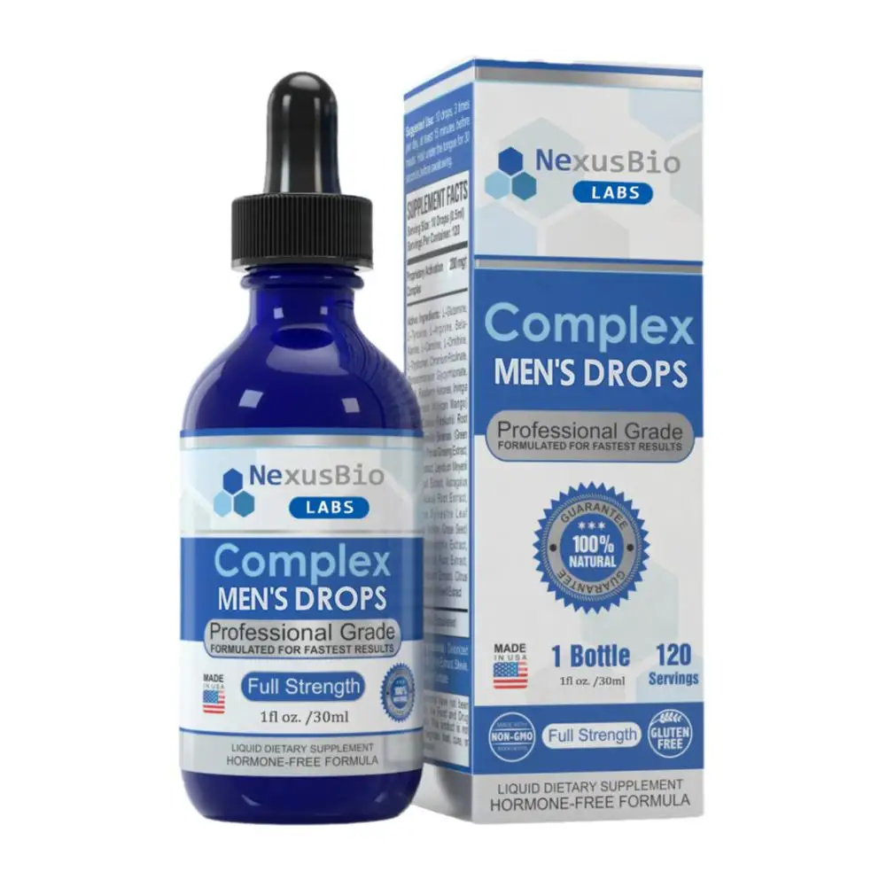 NexusBio Labs tetes nutrisi pria 30ml, tetes nutrisi pertumbuhan pria, tetesan arah biru, minyak pijat untuk pria