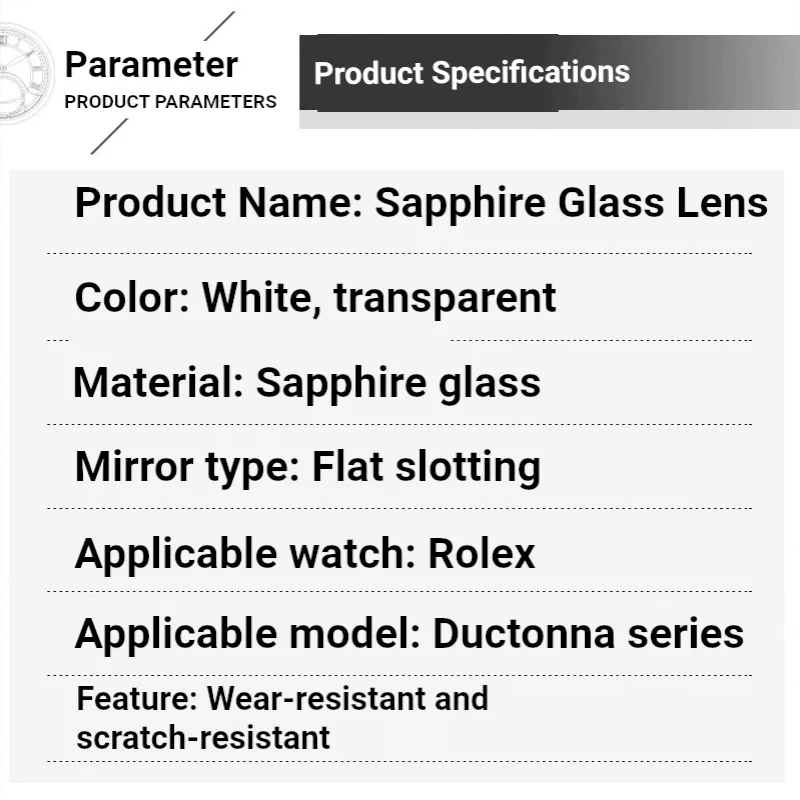 Double Layer Sapphire Watch Crystal For Rolex Daytona 116500 116503 116508 116505 116520 Replacement Watch Glass Lens Parts