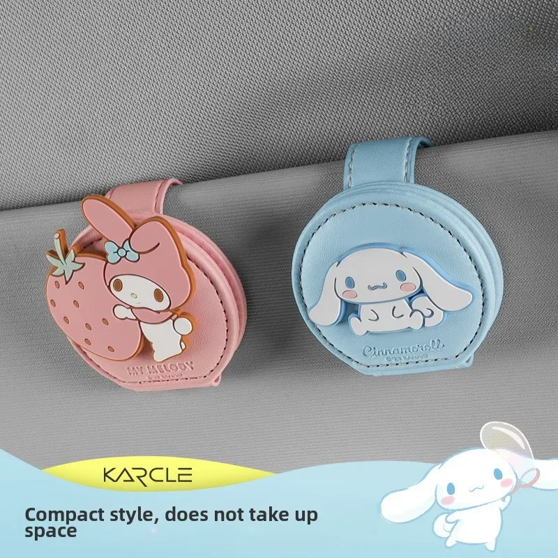 Sanrio My Melody Cinnamoroll Car Glasses Clip Cute Magnetic Adsorption Cartoon Sunglasses Clip Kawaii Auto Interior Accessories