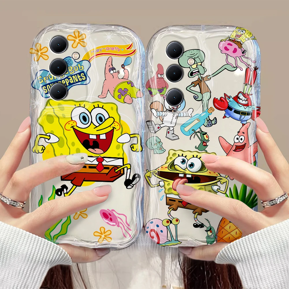 Cute Patricks Star SpongeBobs 3D Wave Case For Samsung A73 A72 A71 A55 A54 A53 A35 A34 A33 A25 A24 A23 A15 A14 A05 4G 5G Cover