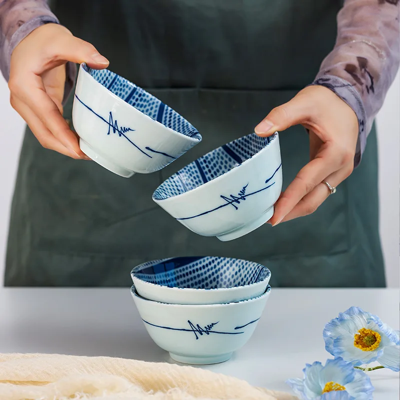 Japanese Import Ceramic Dinner Set Creative Underglaze Color Bowls Plates Tableware