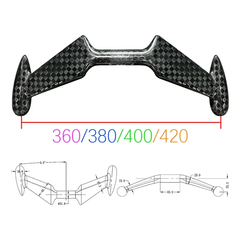 12K Full Carbon Fiber TT Clip On Extension Bar Glossy Finish Ultralight Trial Road Racing Bike Handlebar