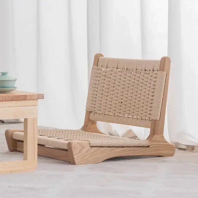 Japanese Tea Chair Rattan Tatami Seat and Room Bay Window Legless Chair Balcony