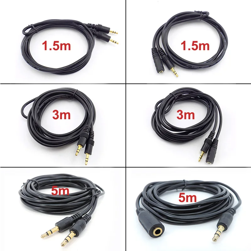 

Audio Extension Cord 3.5 Stereo AUX jack 3.5mm Cables Vehicle connecting Line Male to Male 1.5m/3m/5m a7