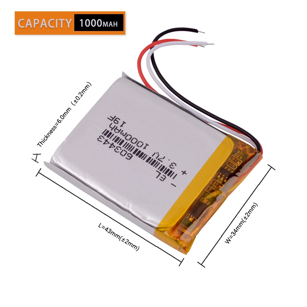 3 line   3.7V e road route LH950 LH980N 603443 063443 1000mAh 5 inch navigator universal rechargeable battery