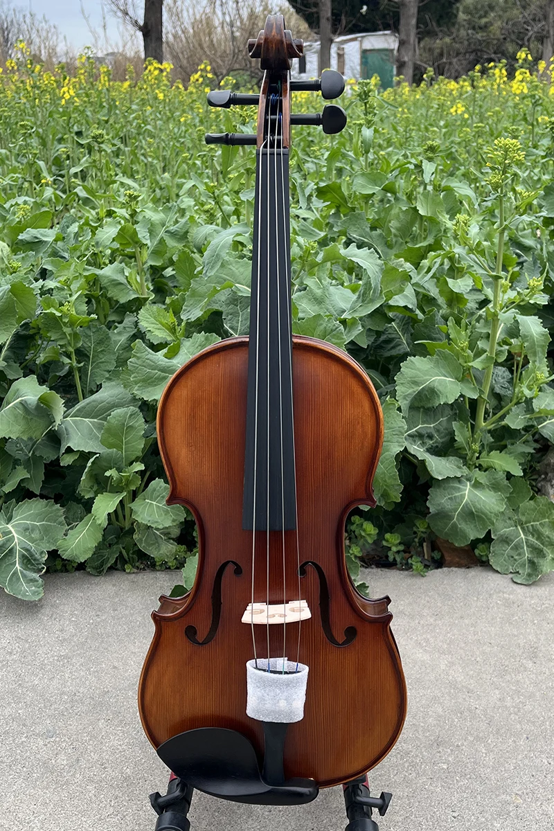 Handmade Flame Maple Viola Dark Red Brown Matte Spray‑Lacquered Finish With Case And Bow 4 String Instrument