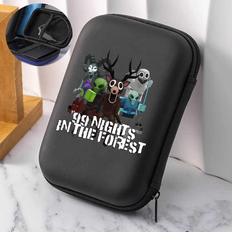 

99 Nights in The Forest Portable Earphone Case Box USB Data Cable Charging Line Storage Box Zipper Coin Wallet Pills Packing Bag