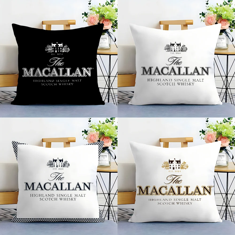 M-MacallanNS Whiskey brand logo Pillow Case Plush Fabric Soft  Pillowcase Double Sided Print Cushion Cover Household Gifts