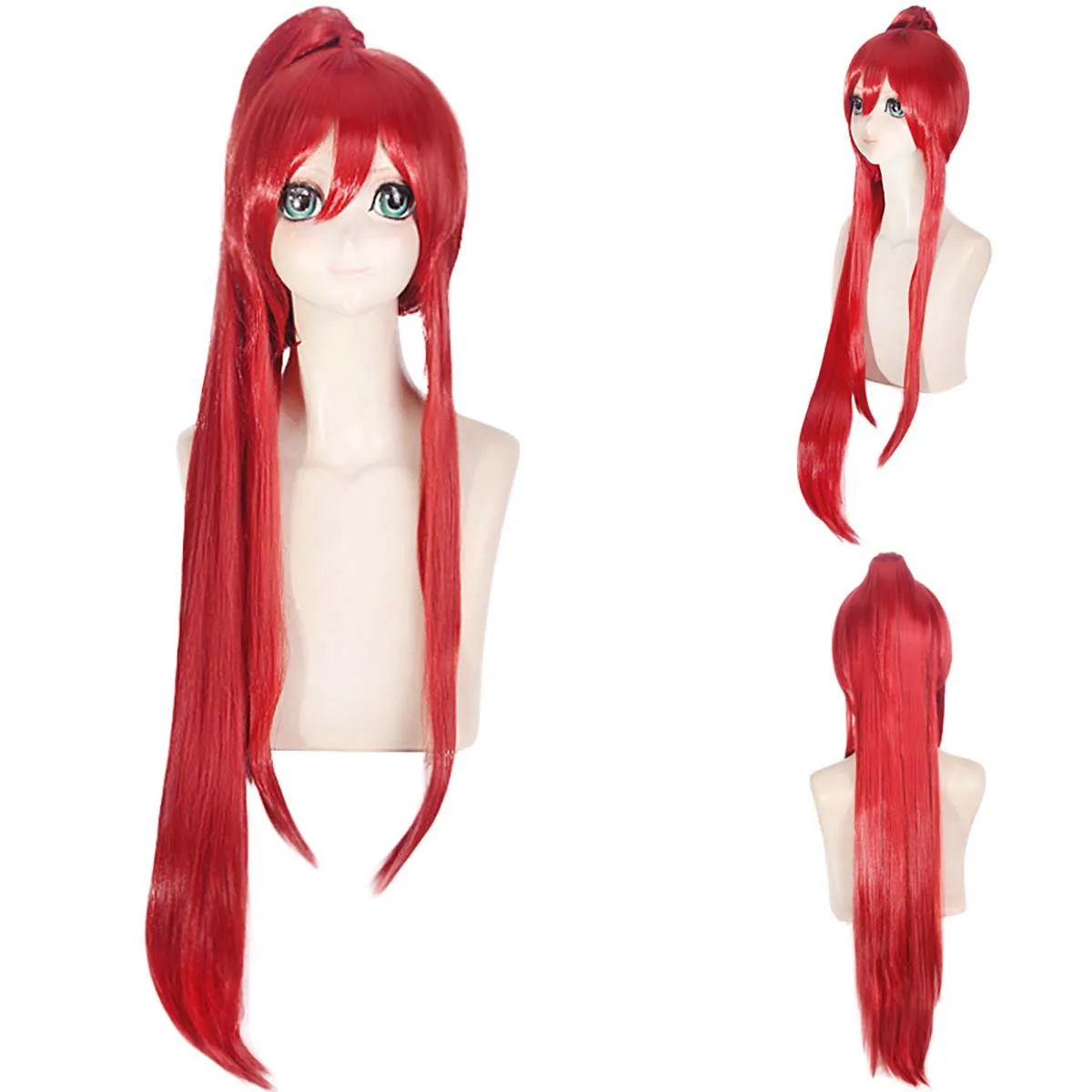 

Women Halloween Cosplay Costume Props Erza Scarlet Red Long Ponytail Heat Resistant Synthetic Hair Wig