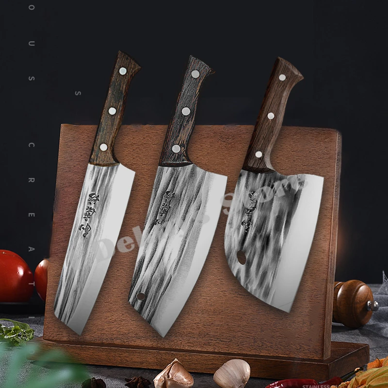 

Professional Kitchen Knives Set Hand Forged High Carbon Steel With Wooden Handle Meat Slicing Chop Boning Chef's Butcher Knife