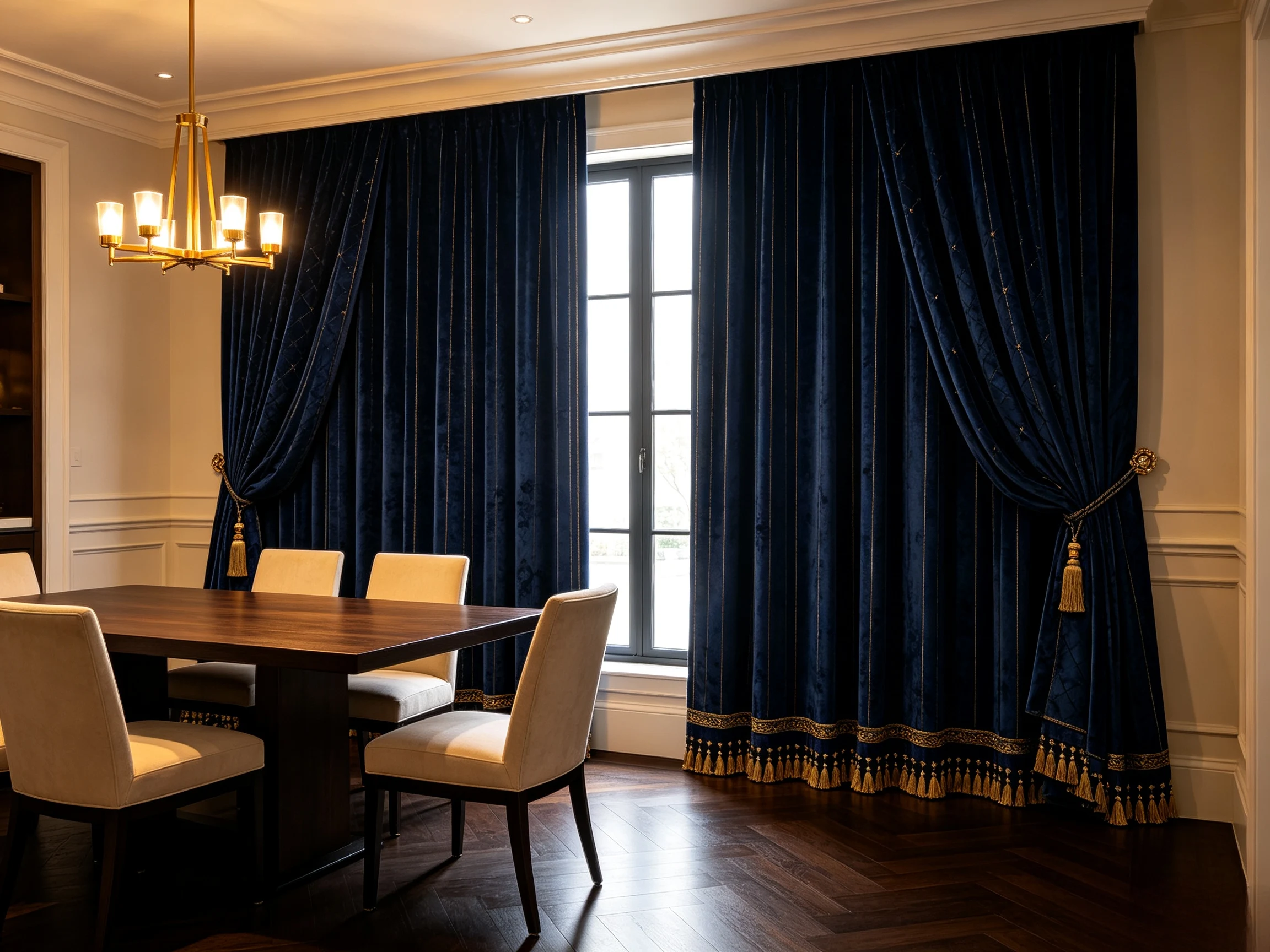 200203  Floor curtain with pendant tassel decoration