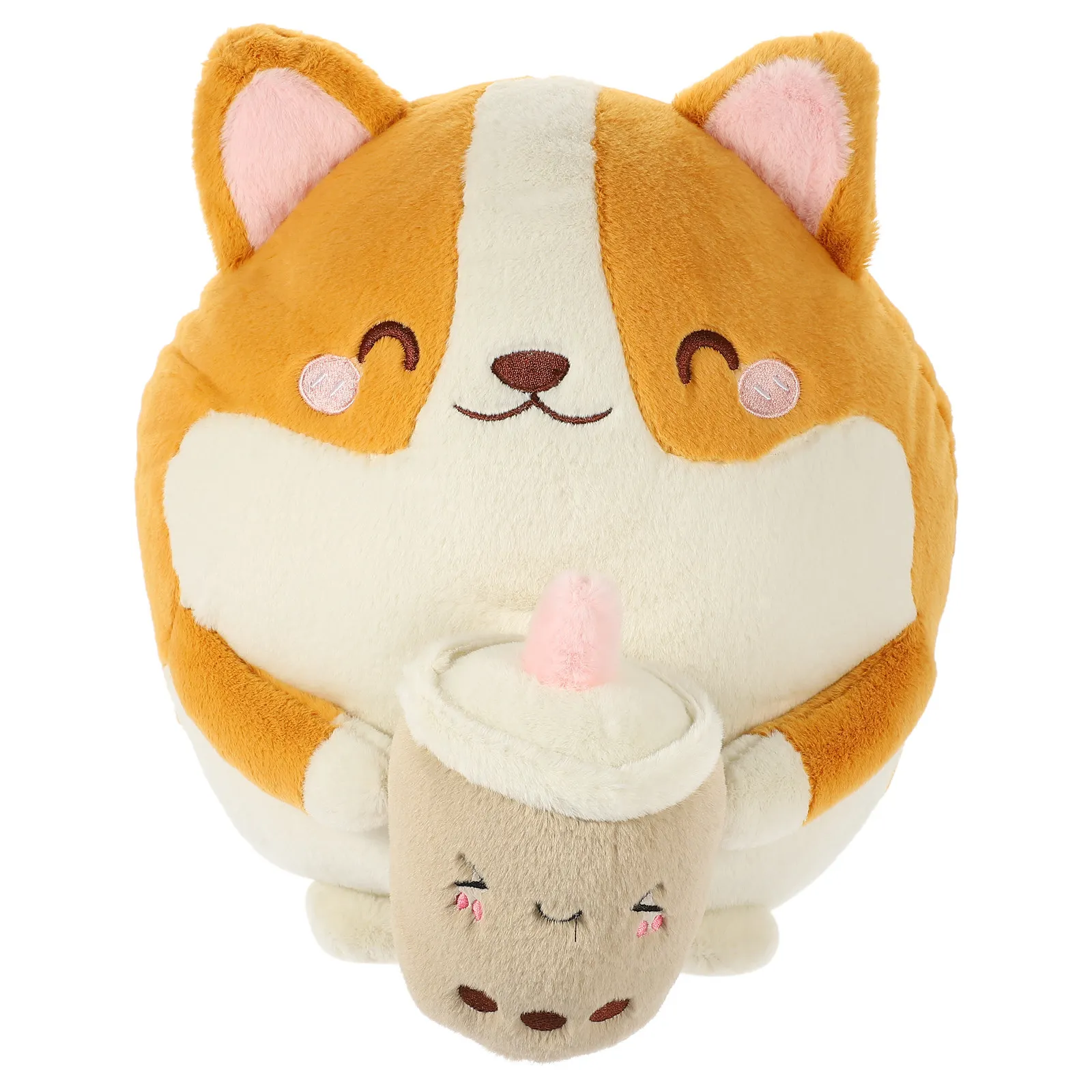

Мягкая игрушка-собака Корги в чашке с молочным чаем, из хлопка, для детей, мальчиков и девочек, подарок на день рождения, игрушка-щенок, кавайная игрушка