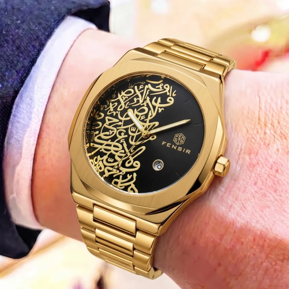 Classic Punk Style Men's Quartz Watch with Artistic Patterned Dial, Calendar, Waterproof Steel Band, Light Luxury Trendy Men's Business Casual Watch, Men's Personalized Street Style Cool Watch