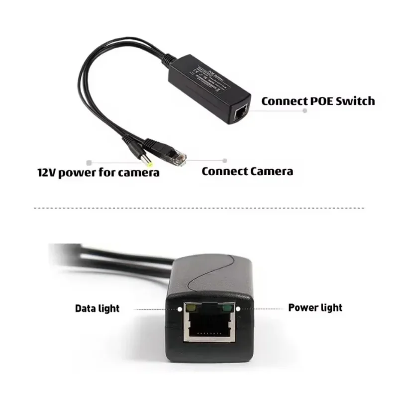 ESCAM 48V to 12V PoE Splitter Anti-interference 15W POE Adapter cable Power supply module DC5.5*2.1mm Connector for IP Camera