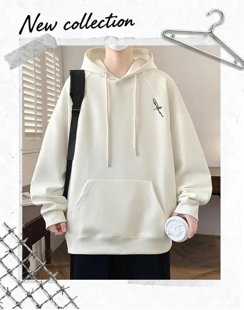Lässige Herren-Baumwoll-Hoodies 2026 Frühling Herbst Kapuzenpullover Outdoor Einfarbige Kapuzenoberteile Kleidung Jugend Sportbekleidung Pullover – Detail 1