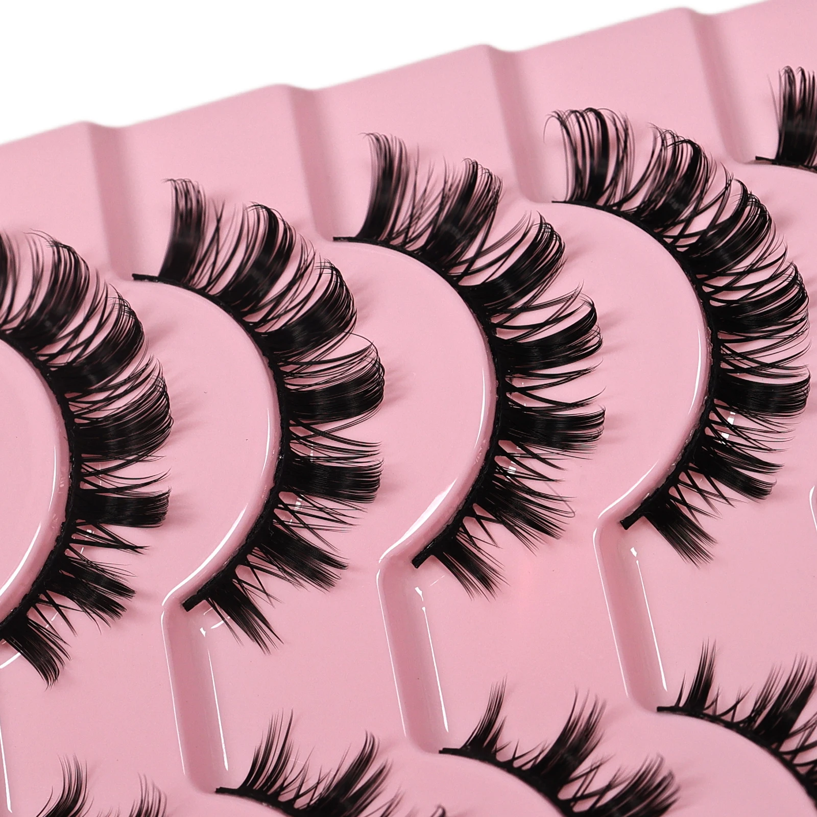 10 Paar DD Curl Russian Strip Lashes, flauschige Volumen-Wimpern aus Kunstnerz, dramatische, unordentliche, dicke künstliche Wimpern – Detail 3
