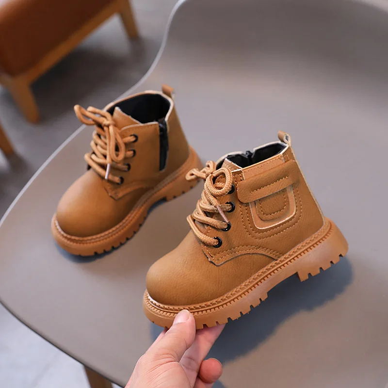 Spring Autumn Children's Boot Matte Leather Kids Boots for Boys 2024 New Fashion Girls Ankle Boots for School Round-toe Non-slip