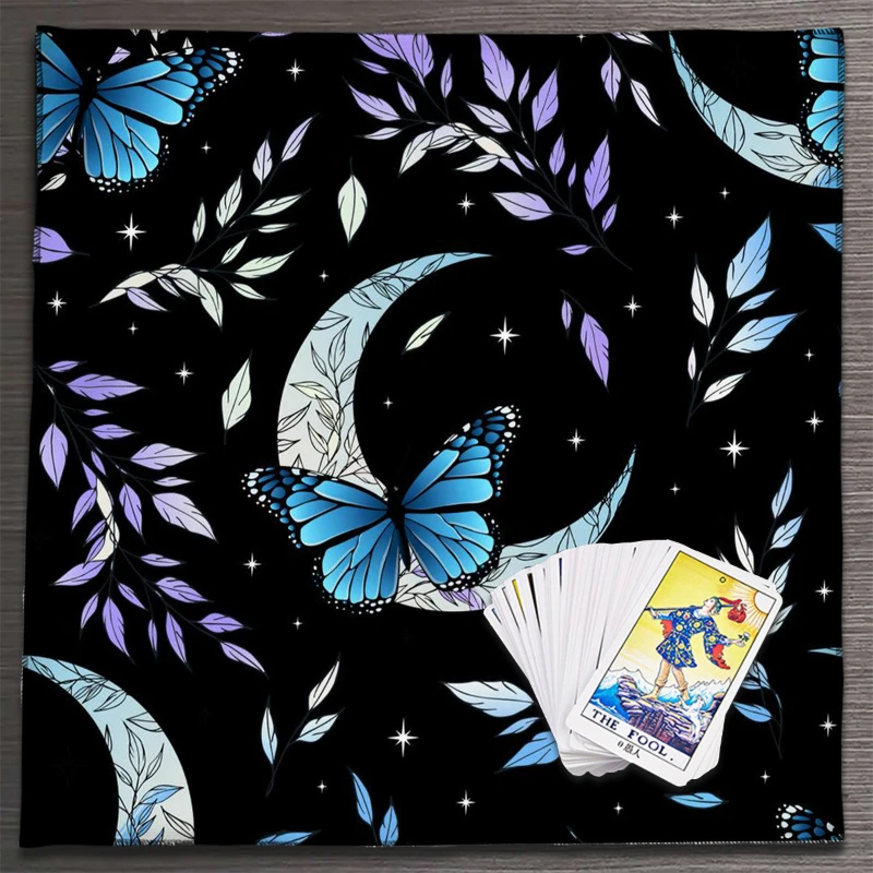 50/75/110/137cm Butterfly Moon Phase Floral Tarot Altar Cloth Divination Spread Mat Witchcraft Astrology Wiccan Home Decor