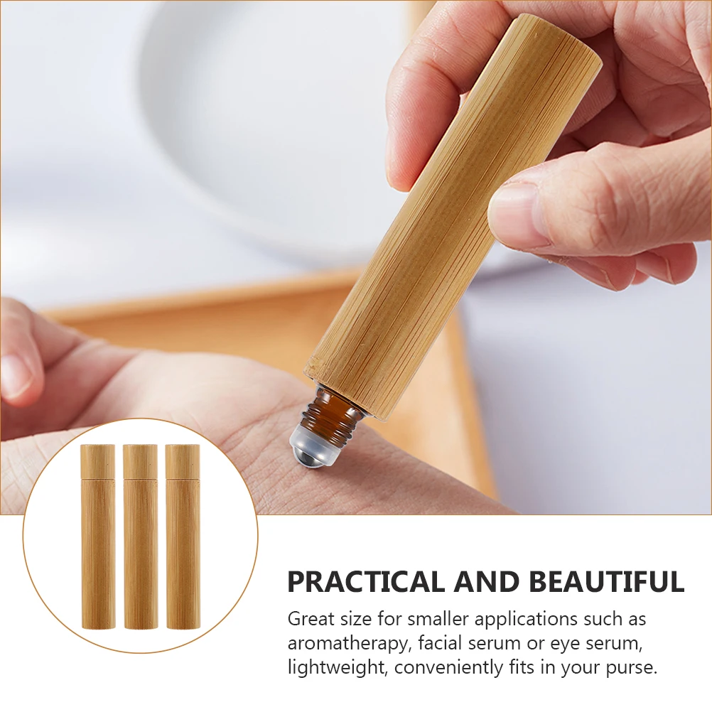 Garrafa de perfume de óleo essencial garrafas recarregáveis enchendo rolo de bambu viagem