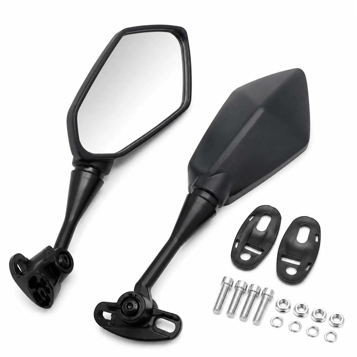 Universal Sport Bike Rearview Mirrors Carbon Fiber Shell Aluminum Stem For CBR600 CBR1000 Horizon Fairing Mount Modified Side
