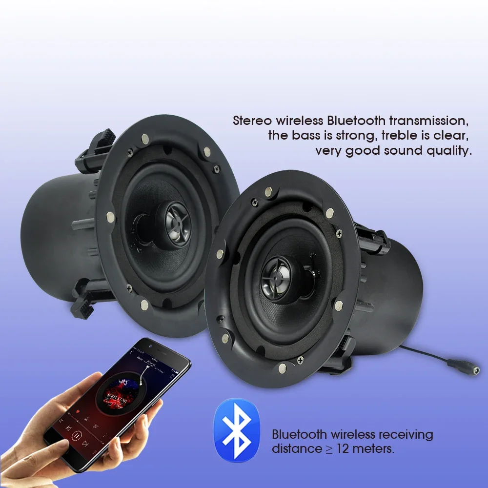 Bluetooth Coaxial Ceiling Speaker 5inch Loudspeaker Built-in Class-D Stereo High-efficiency Amplifier Home Theater Sound System