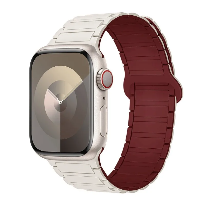

Suitable for Apple IWatchS10 Silicone New Fashion Magnetic Watch Strap Applewatch9/8/7 Reverse Buckle Breathable Sports Strap