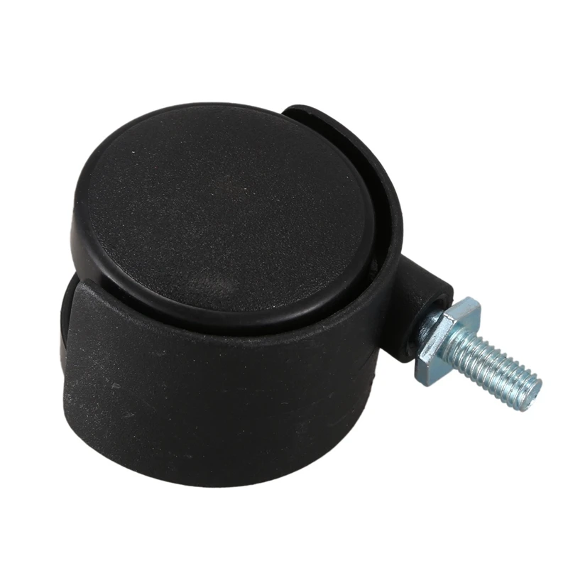 6mm Threaded Stem 40mm Dual Wheel Rotatable Caster Black-DTD2