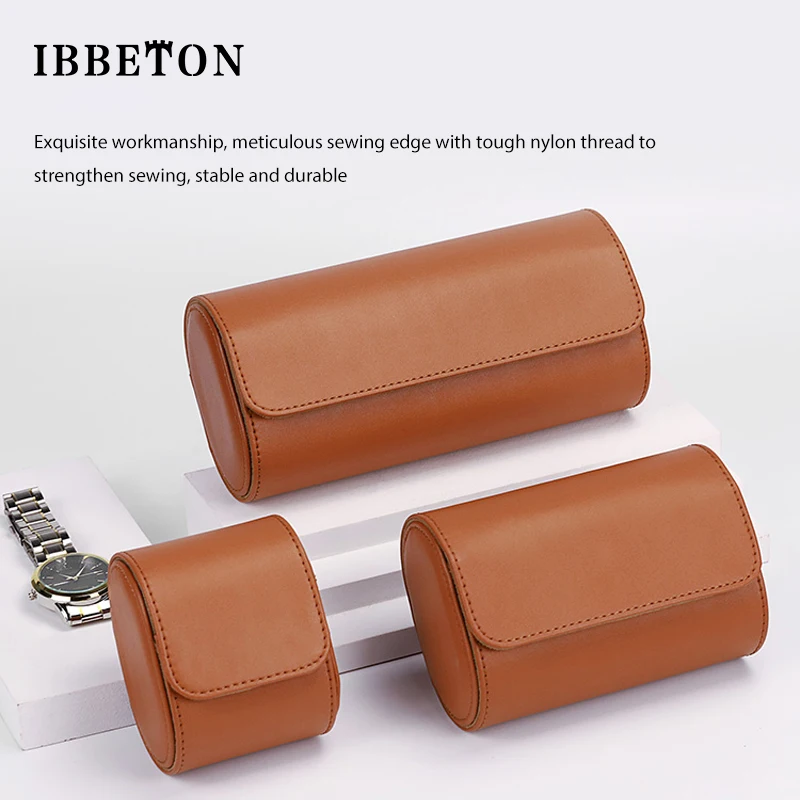 IBBETON Watch Bag 1 2 3 slots Luxury Genuine ortable Vintage Leather  Roll Watch Storage Box Travel Watch Case Gift  Watch Pouch