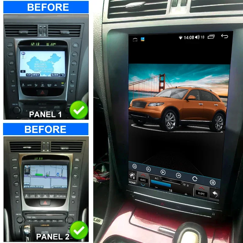 12.1 inch Android 13 For LEXUS GS300 GS350 GS400 GS430 GS460 2005-2011 Radio Multimedia Car Video Player Stereo Vertical Screen