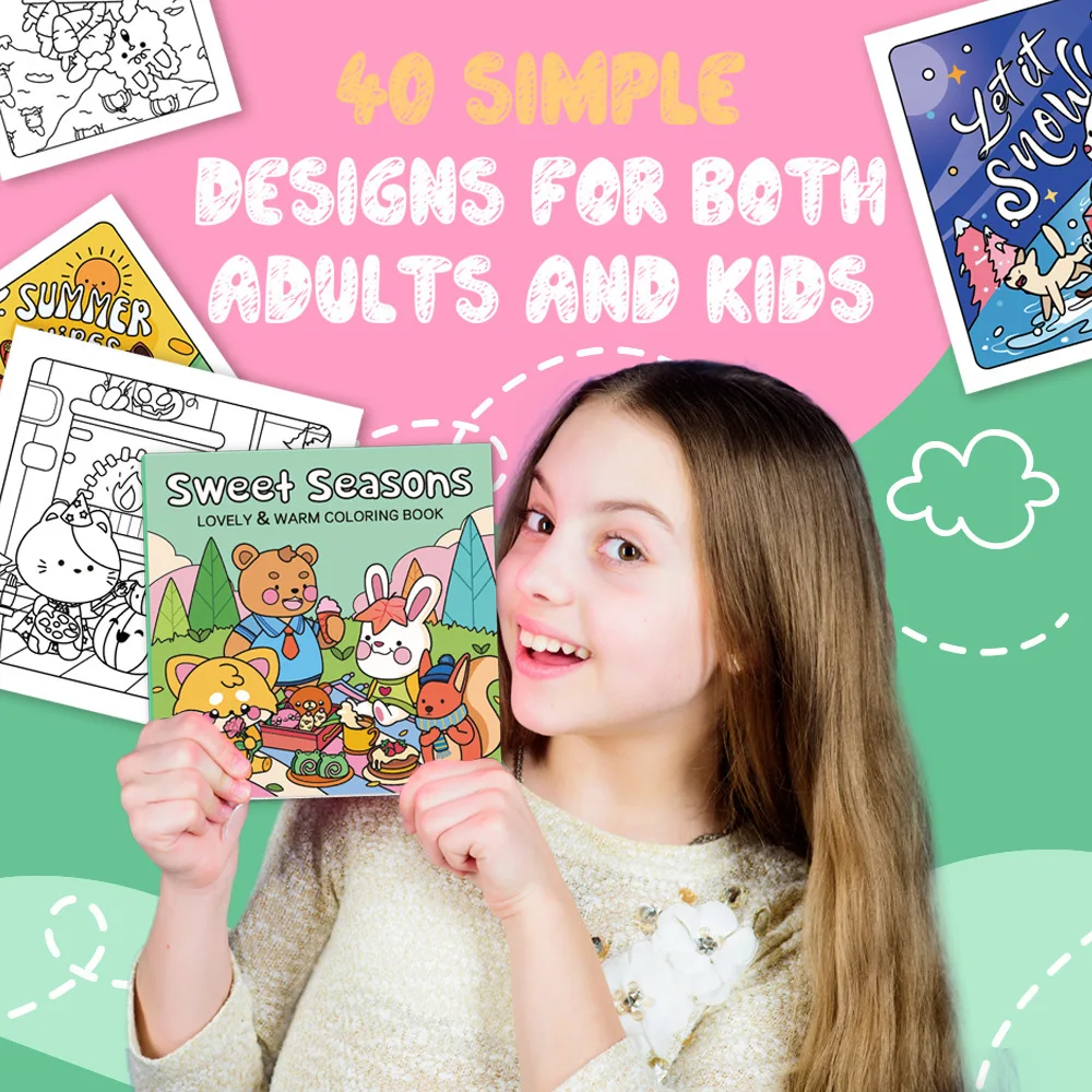 Bview Art Sweet Seasons Coloring Book - 40 Pages Art Therapy for Adults & Kids