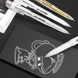 3Pcs/Set Highlight Manga Pen 1.0mm Waterproof High-capacity High Gloss White Gold Silver DIY Craft Drawing Marking Art Supplies
