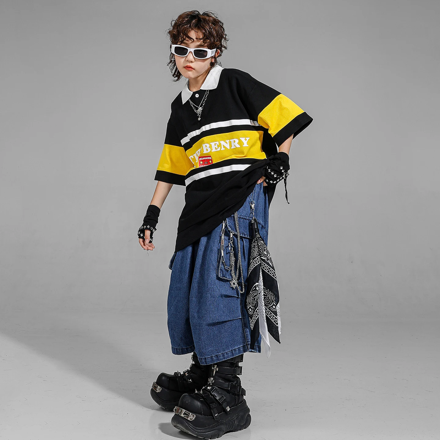 Hip Hop garçons T-shirt surdimensionné short en jean tenues de danse de rue filles K-pop Jazz Costume enfant vêtements ensemble enfants Streetwear