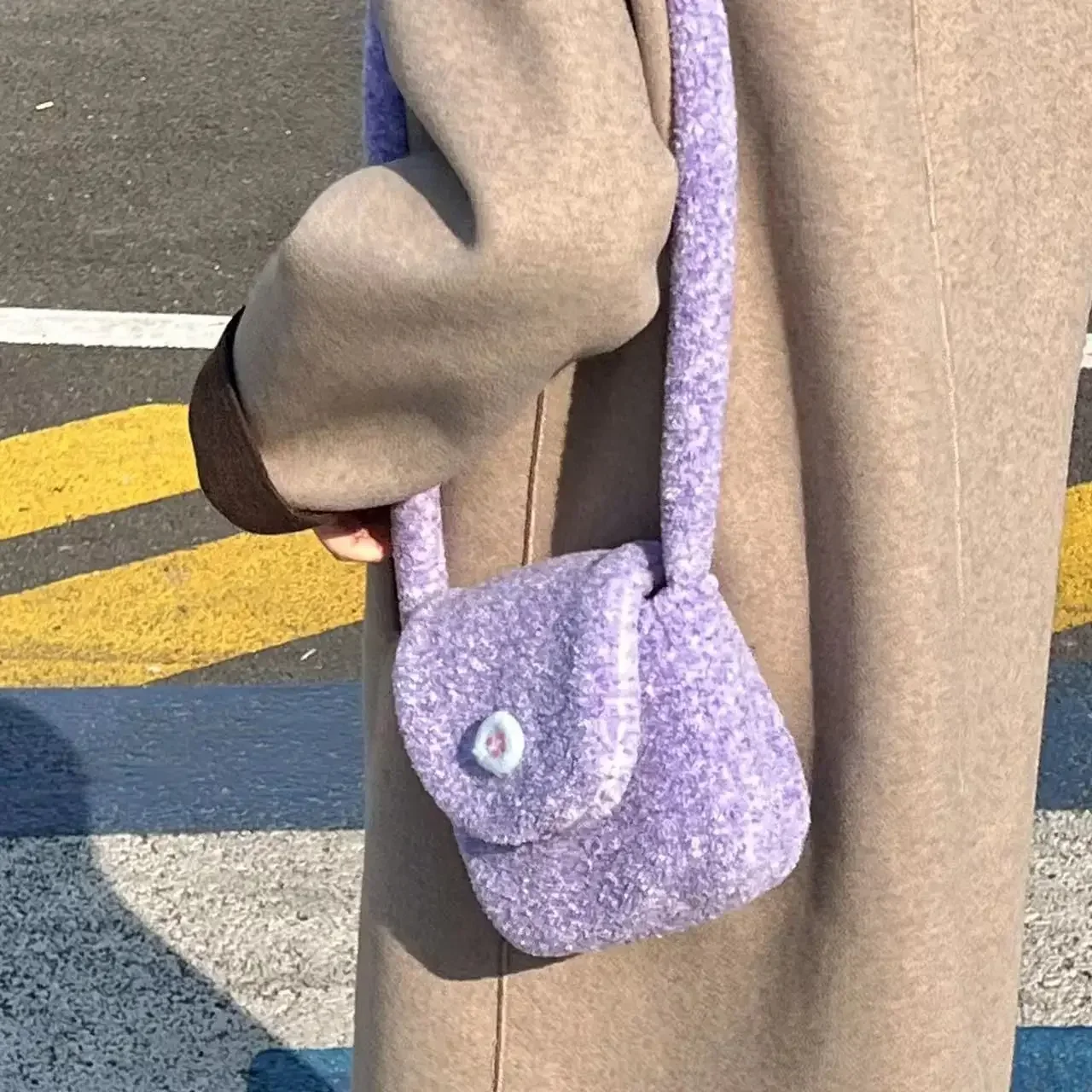 Purple Fluffy Bag Women Korean Sweet All-match Small Fresh Shoulder Bag Pures and Bags Crossbody Girls Bag