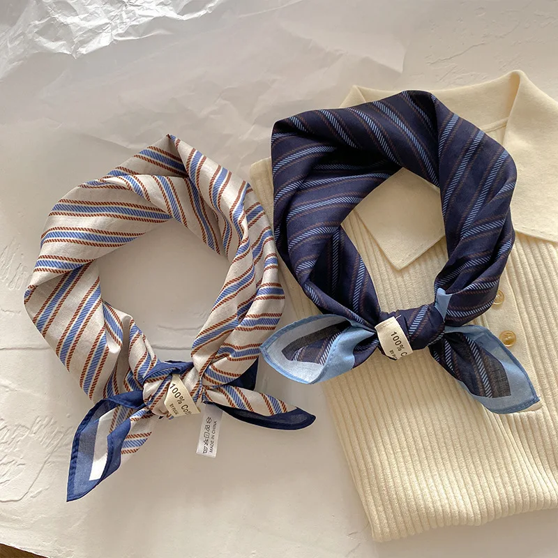 Square Scarf Silk Blend Breathable Floral Print Small Bandana Versatile Wrap for Women Spring Summer Daily Office Travel Gift