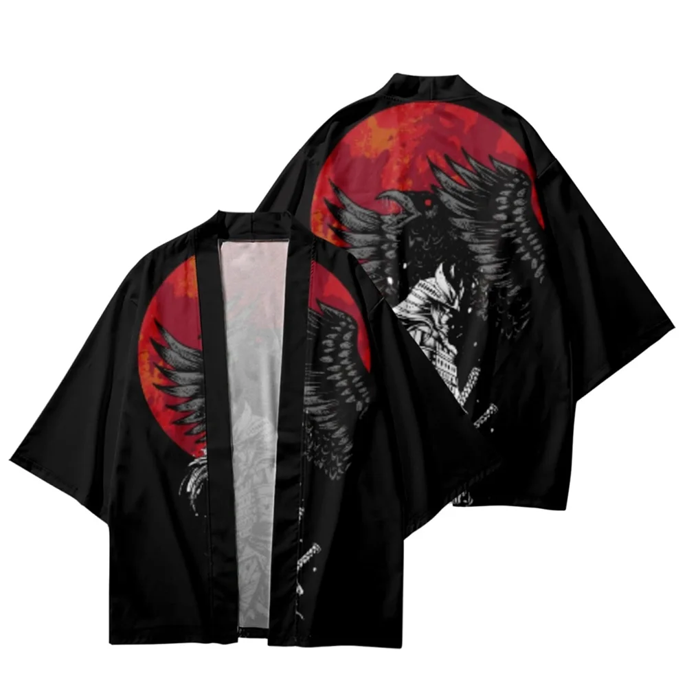 Japanese Anime Street Wear Japanese Traditional Cardigan Men's Kimono New Clothing Cardigan Japanese Short-sleeved Shirt Bathrob