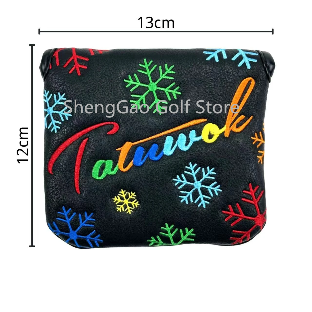 1pc Snowflake Pattern Golf Putter Cover PU Leather Large Mallet Golf Head Cover Magnetic Closure Golf Head cover