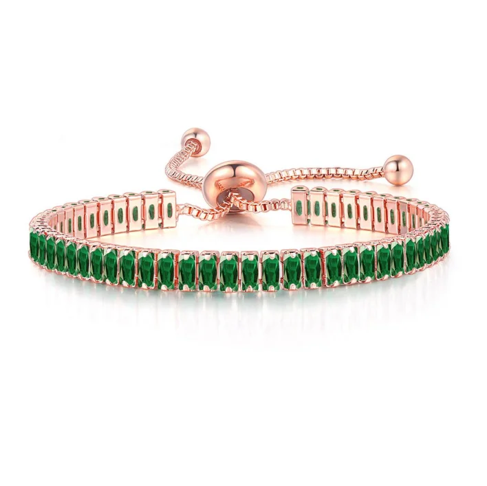 Iced Out Crystal Tennis Armbanden Voor Vrouwen Mannen Zwarte Rechthoek Zirconia Verstelbare Ketting Hiphop Sieraden Groothandel DZH051
