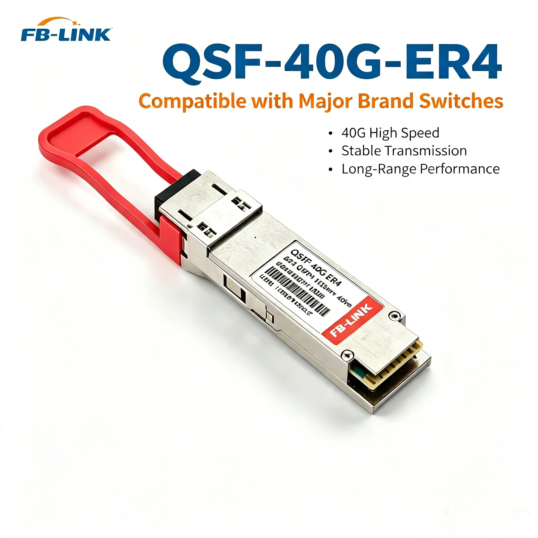 40G QSFP+ ER4 Transceiver 1310nm 40km LC Single Mode Optical Module for Cisco Huawei H3C Juniper Switch Compatible