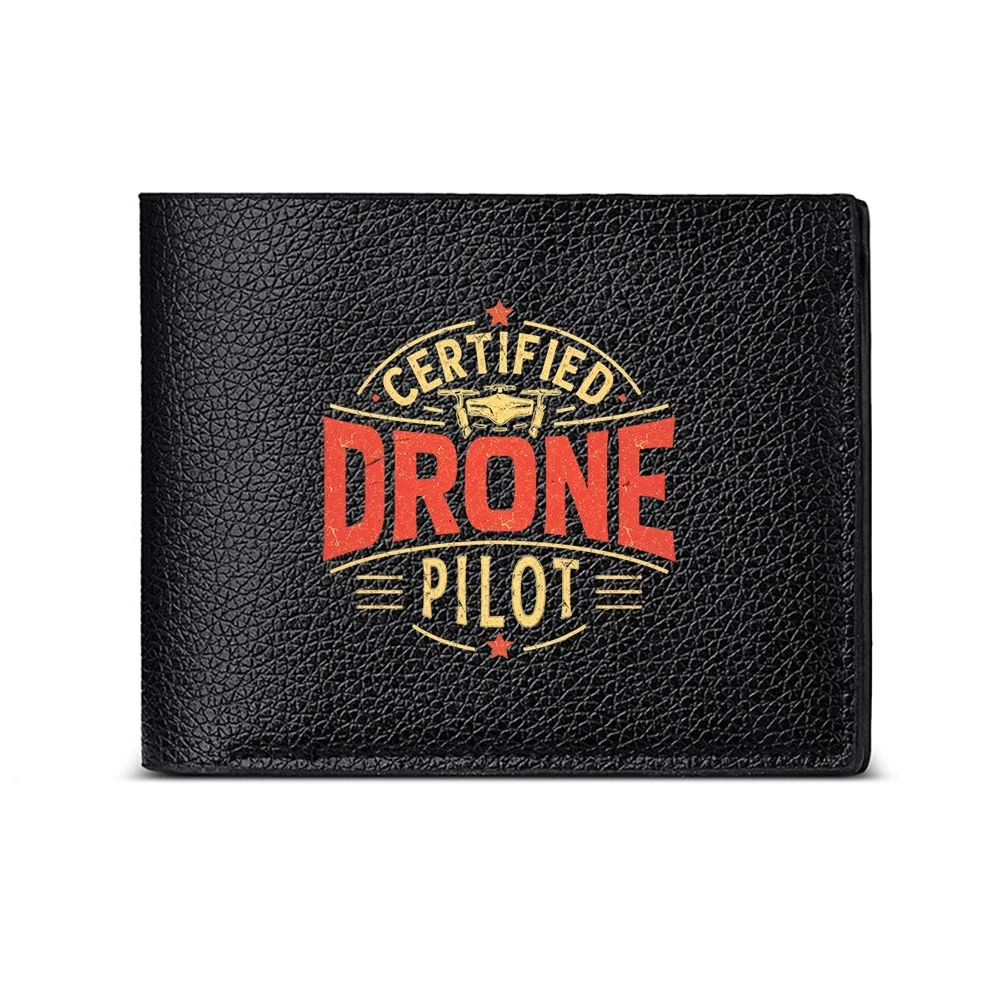 Certified Drone Pilot Design Men's Wallet Card Holder Casual Business Fashion Print Style Accessory