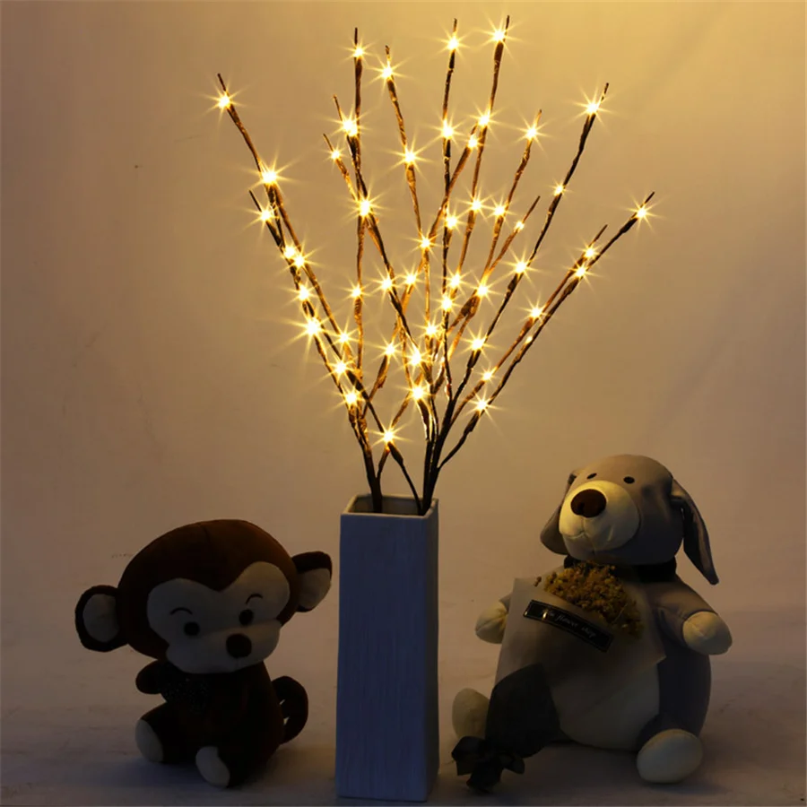 Creative LED Willow Twig Lamp Battery Box Vase Filler Tree Branch Fairy String Lights for Christmas Party Wedding Holiday Decor