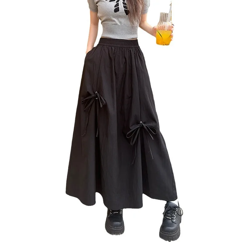 تنورة عمال بتفاصيل القوس للنساء بخصر عالٍ تنورة متوسطة الطول غير رسمية على شكل حرف a