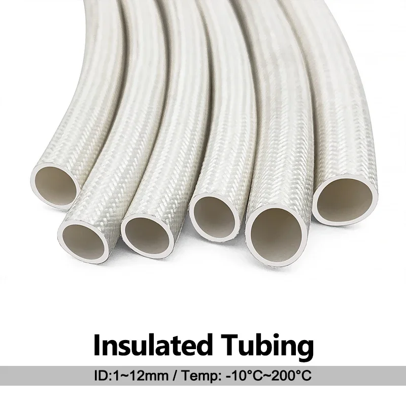 2/5M Glass Fiber Internal Silicone Braided Tube Insulation Sleeve Resistant Wire Sheath Protective Pipe ID 2 3 4 5 6 8 10 12mm