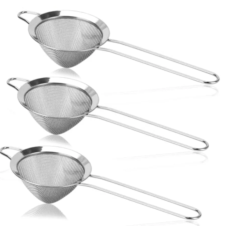3 Pack Fine Mesh Strainer 304 Stainless Steel Small Sieve Sifter for Food, Tea, Juicing, Cocktail, Cooking 3.35"