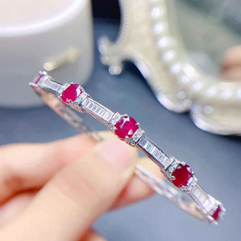 Natural Ruby Bracelet for women silver 925 jewelry luxury gem stones 18k gold plated free shiping items