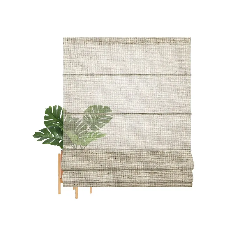 Cordless Roman Shades Linen Fabric Thermal Insulated Spring Window Blinds Large Sizes Supported for Home Use