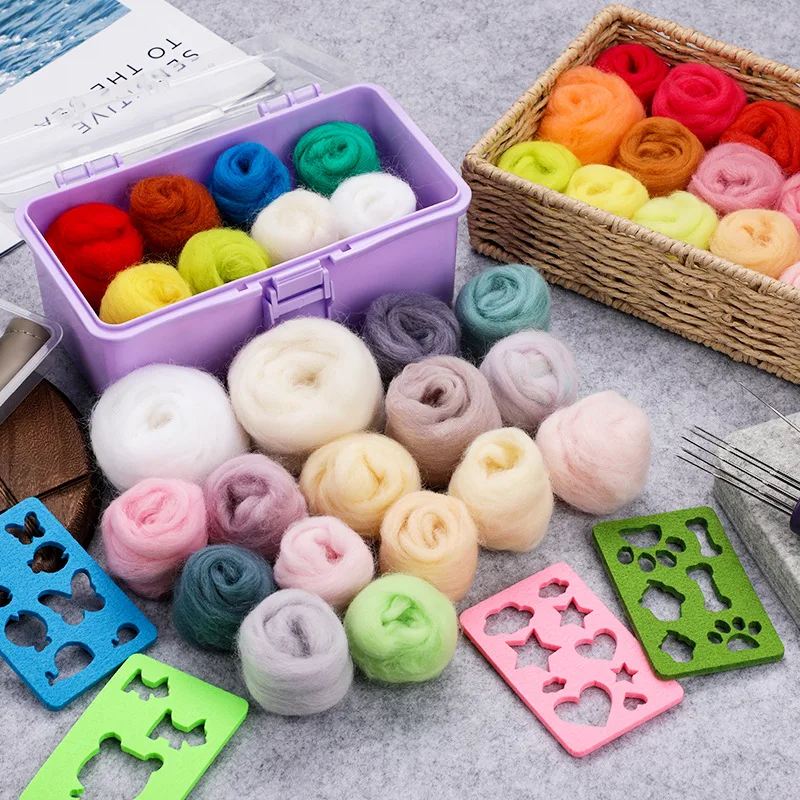 114pcs Needle Felting Kit Wool Roving Set Complete Felt Tools 2 Types of Felting Needles with 3 Sizes Felting Supplies